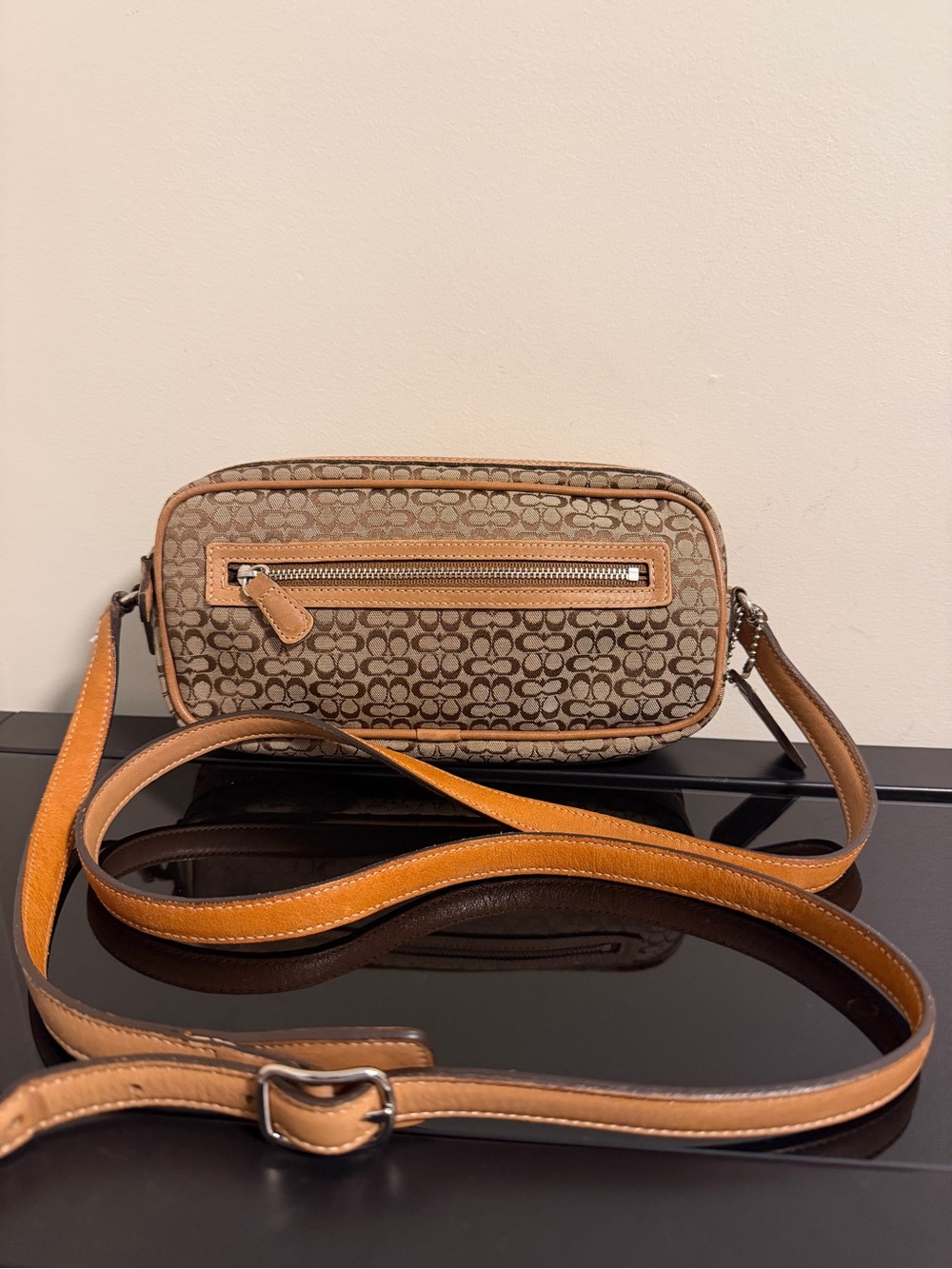 Coach Y2K Canvas Brown Crossbody Bag with Signature CC monogram Vintage